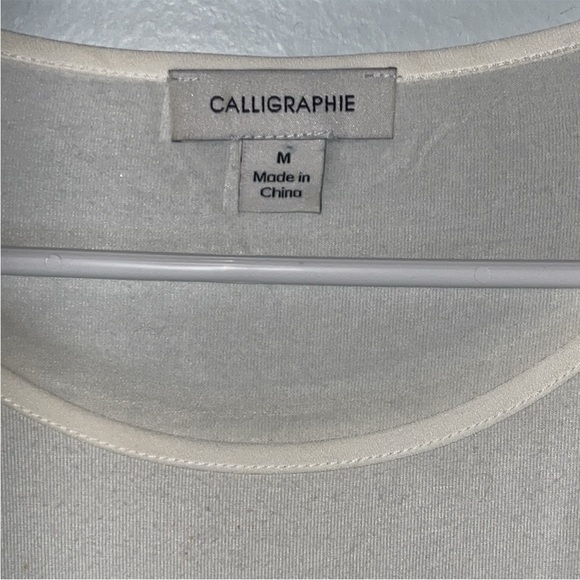 Cream colored Embellished Sleeved Top Sz Medium Accordion Ruffle Crocheted Lace - Picture 4 of 6